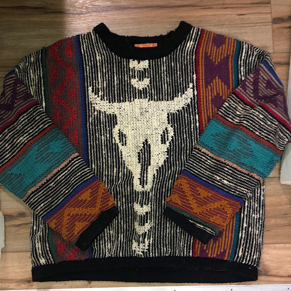 Southwest style pullover sweater. Front and back have the same image.